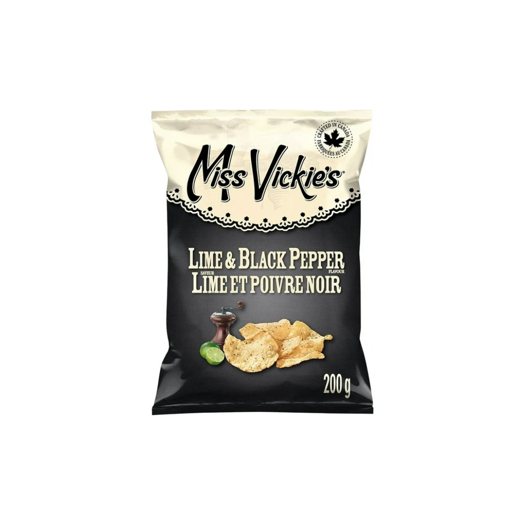 Miss Vickies Lime & Black Pepper Flavour Kettle Cooked Potato Chips 200g