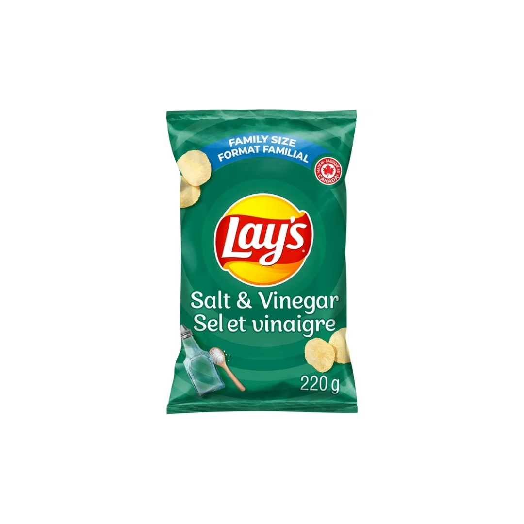 LAYS Salt & Vinegar Flavoured Potato Chips 220G