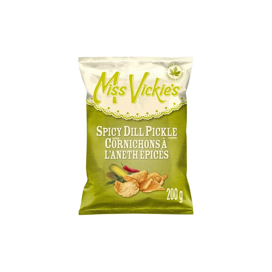 Miss Vickies Spicy Dill Pickle Flavour Kettle Cooked Potato Chips 200g