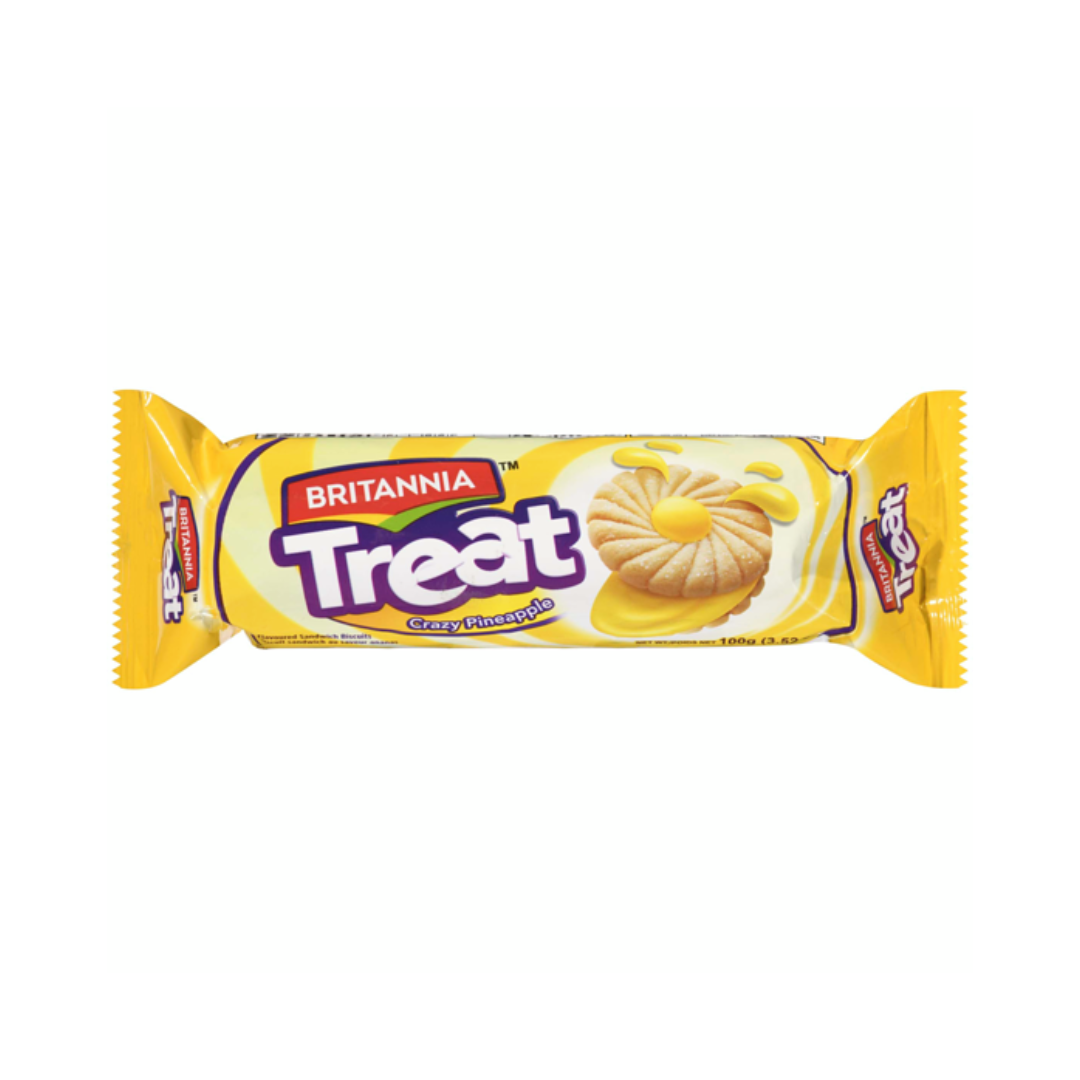 BRITANNIA PINEAPPLE CREAM TREAT BISCUIT 100GM
