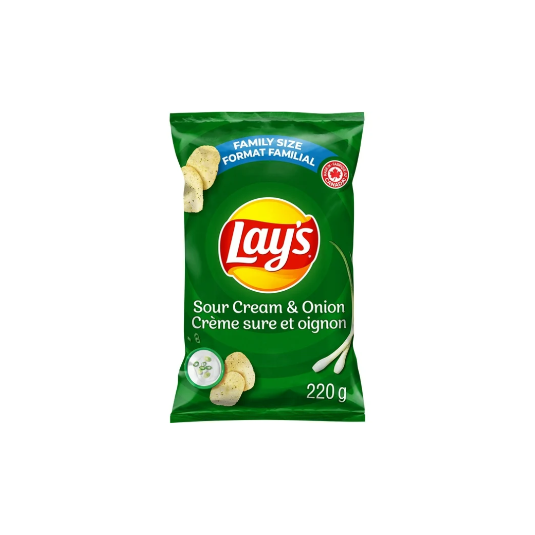 LAYS Sour Cream & Onion Flavoured Potato Chips 220G