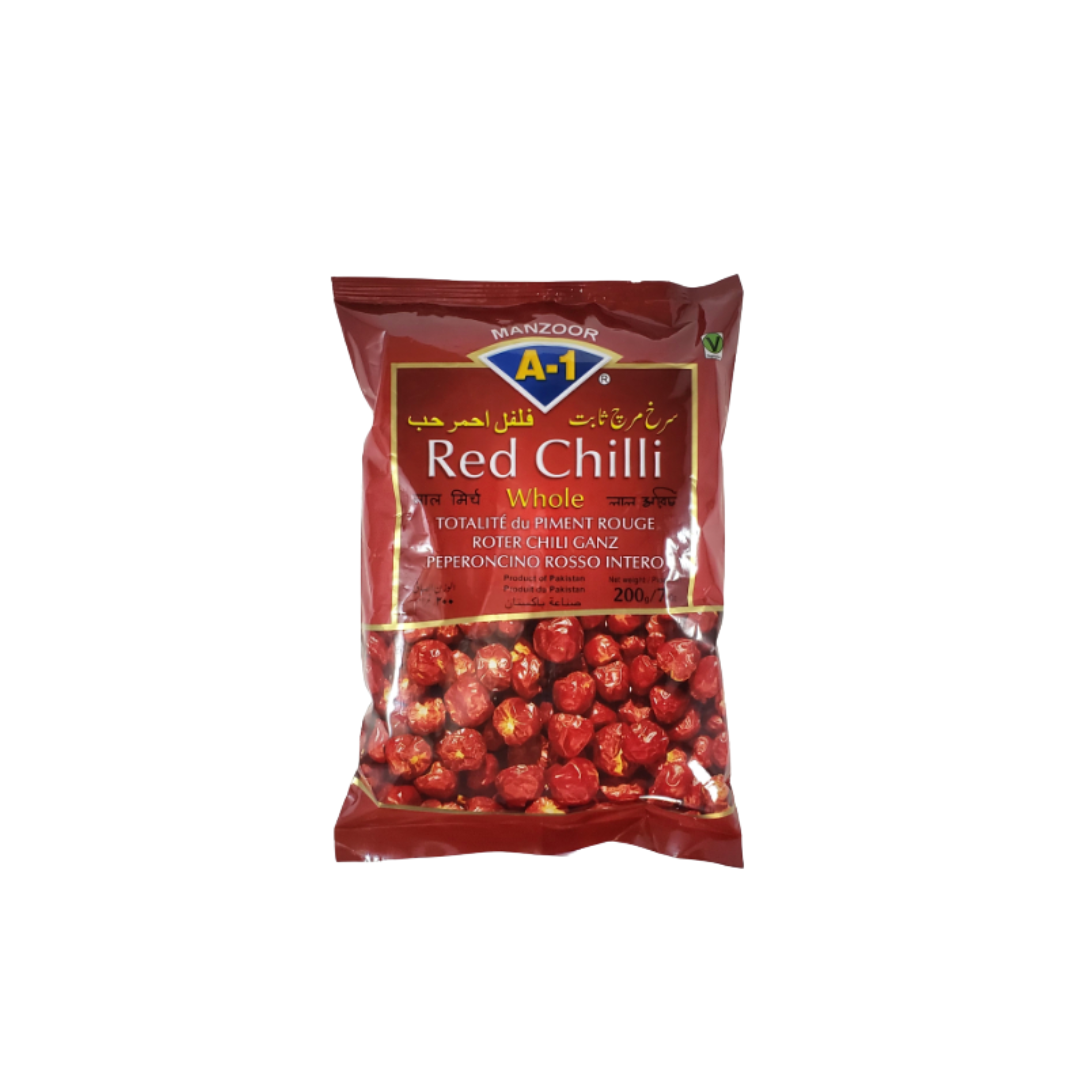 A-1 RED WHOLE CHILLI ROUND 200GM