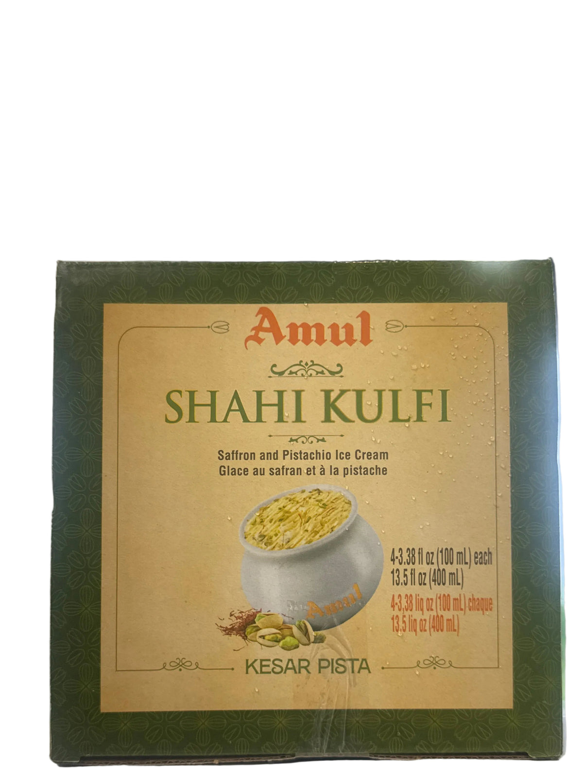 Amul Ice-Cream - Shahi Matka Saffron & Pistachio Kulfi 400g (4 pcs)