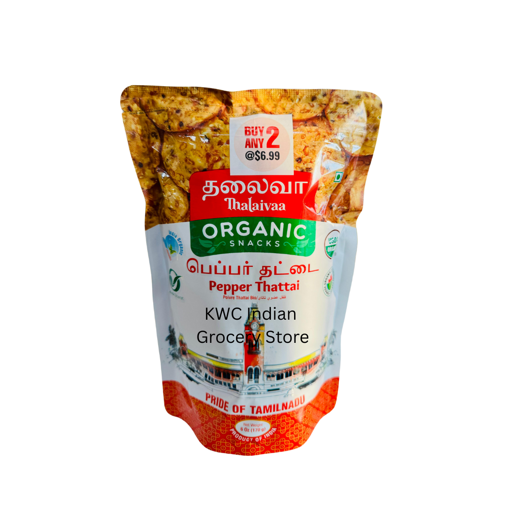 Thalaivaa Organic Snacks Pepper Thattai 170g