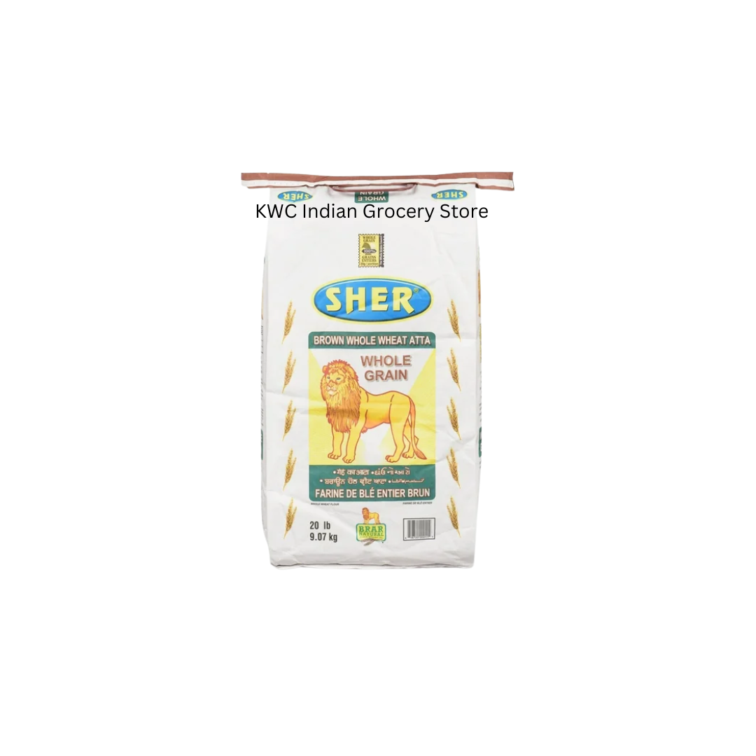 Sher Brown Whole Wheat Atta 20 Lbs