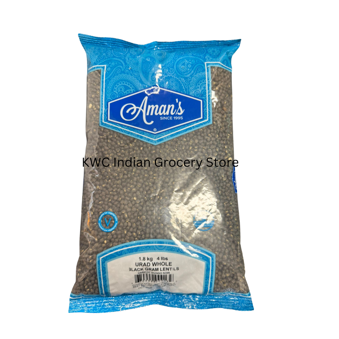 Aman's Urad Whole Black Gram Lentils - 4lb