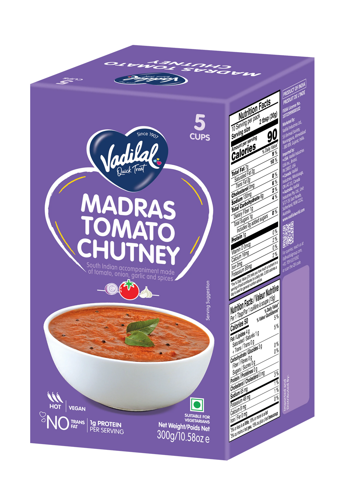 VADILAL MADRAS TOMATO CHUTNEY - 5 CUPS 300GM