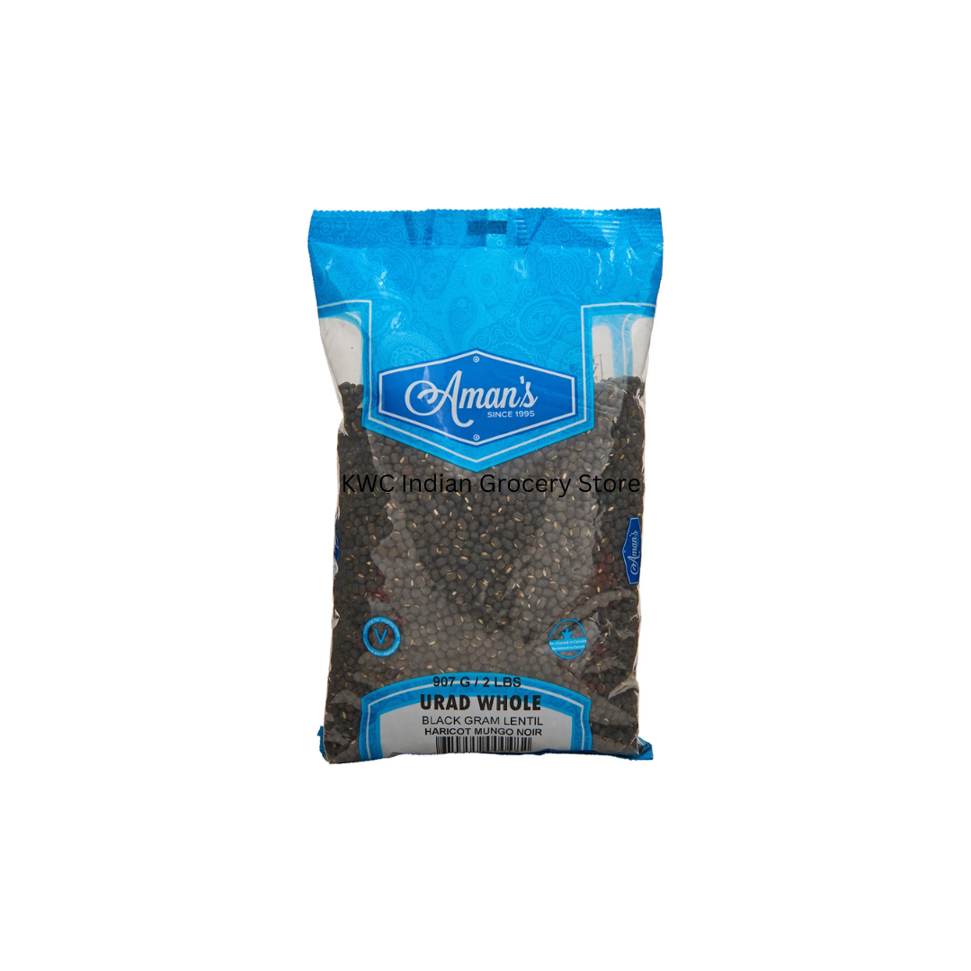 Aman's Urad Whole Black Gram Lentils - 2lb